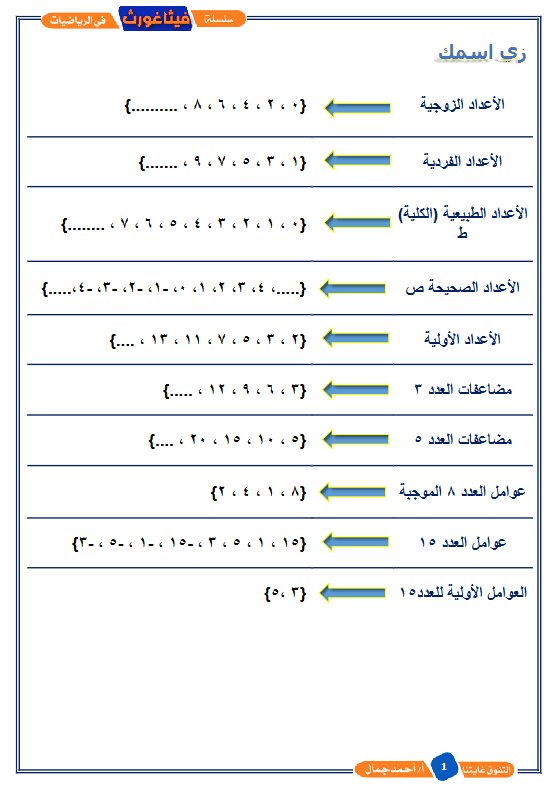 رحل أوراق عمل رياضيات الصف الثامن الفصل الأول