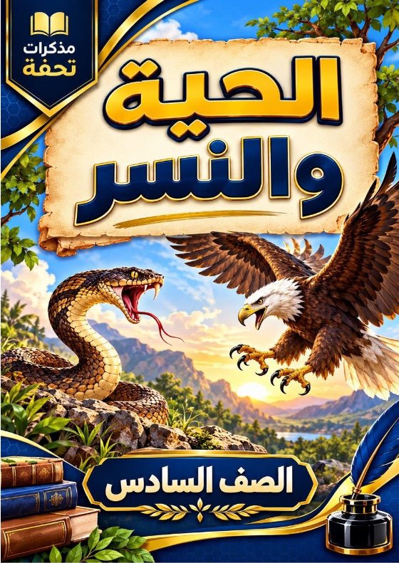 مذكرة الموضوع الثاني (الحية والنسر) لغة عربية الصف السادس الفصل الأول أ محمد تحفة