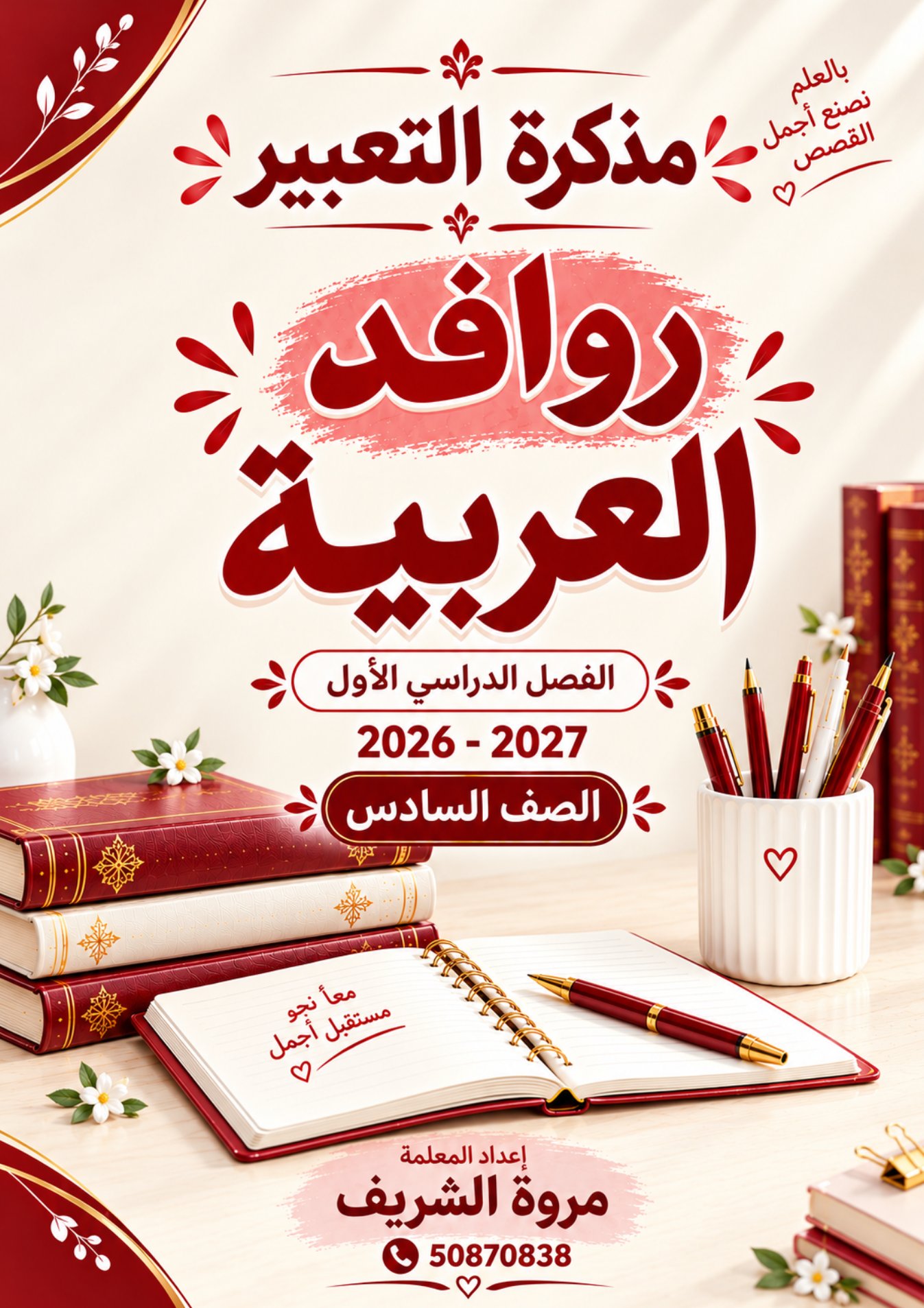 تعبير لغة عربية الصف السادس الفصل الأول أ مروة الشريف