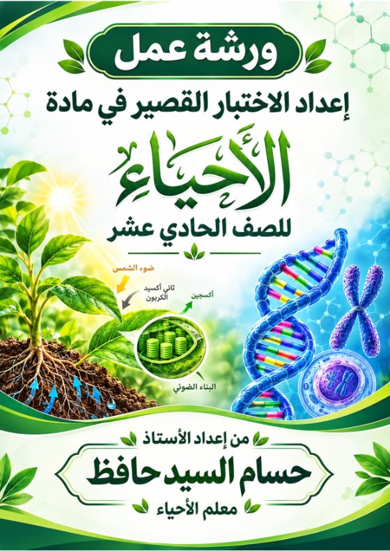 ورشة عمل الاختبار القصير أحياء الصف الحادي عشر الفصل الأول أ حسام السيد حافظ