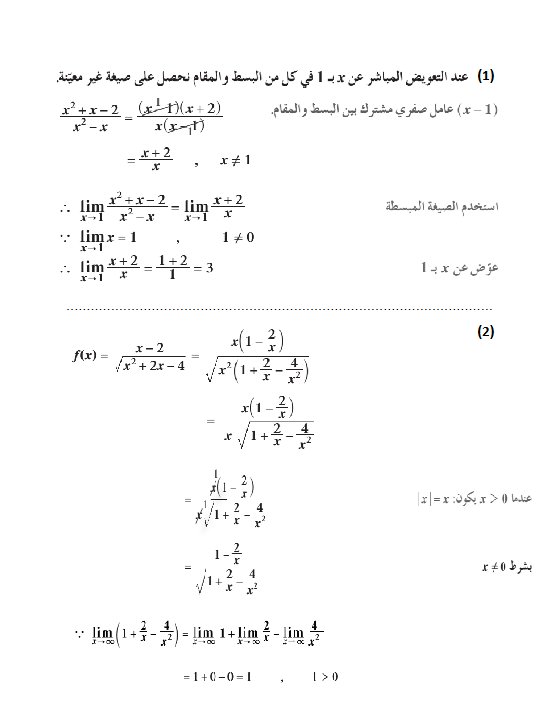 ورقة عمل محلوة للوحدة الأولى رياضيات ثاني عشر علمي فصل أول