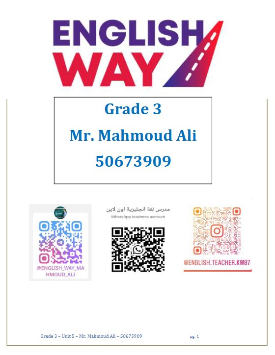 شرح الوحدة الخامسة لغة انجليزية للصف الثالث الفصل الثاني أ محمود علي
