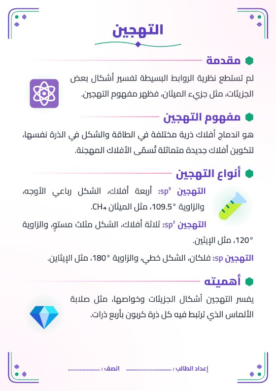 تقرير التهجين - كيمياء الصف الحادي عشر